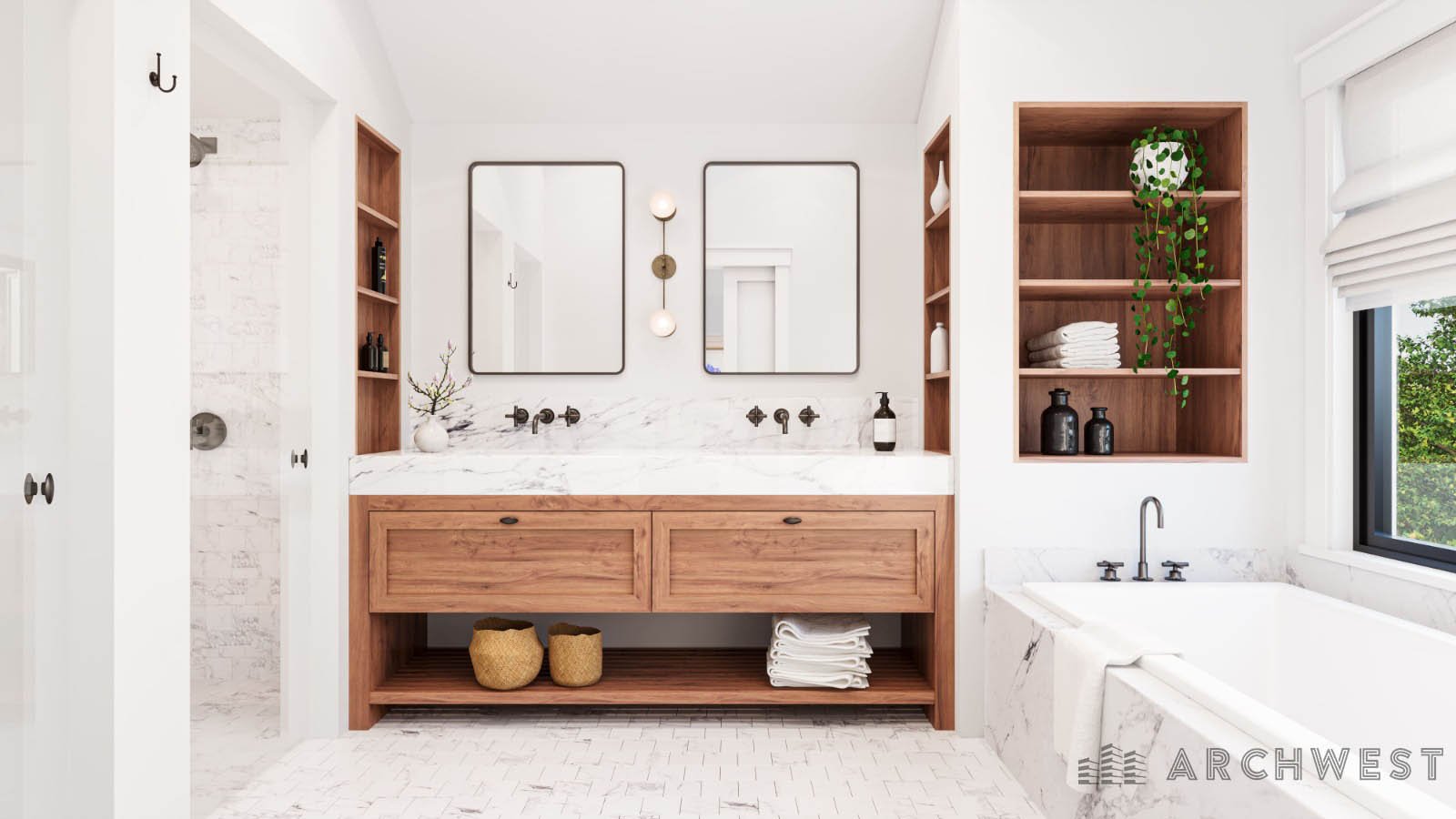 1. 3D Rendering of Modern Bathroom, Californnia